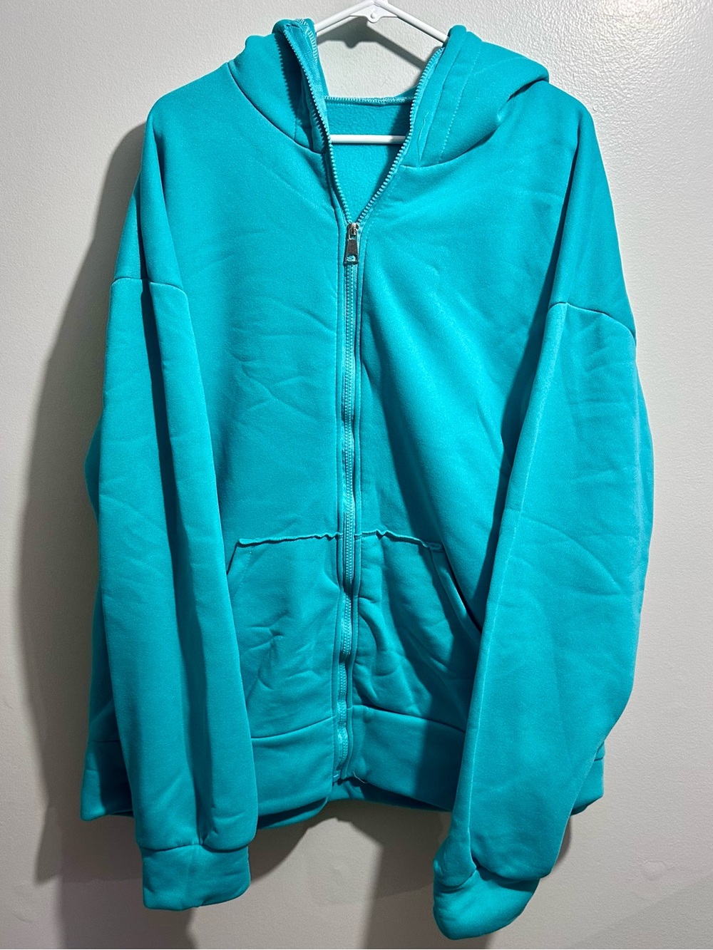 Turquoise Zip-Up Hoodie Jacket Size 2XL (R1)